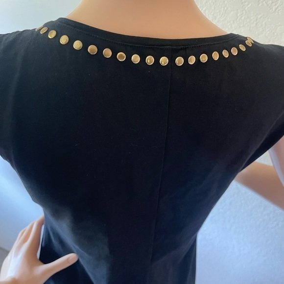 H&m Medium Black Figure Forming Gold Studded Sleeveless Knee Length Dress - Picture 8 of 9